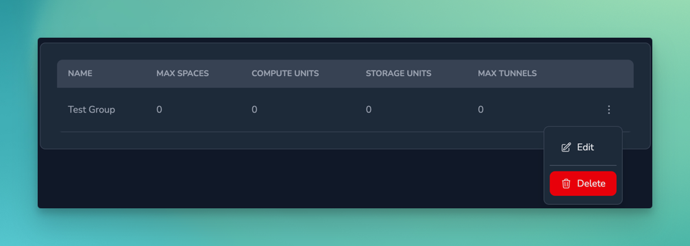 Delete Group Menu