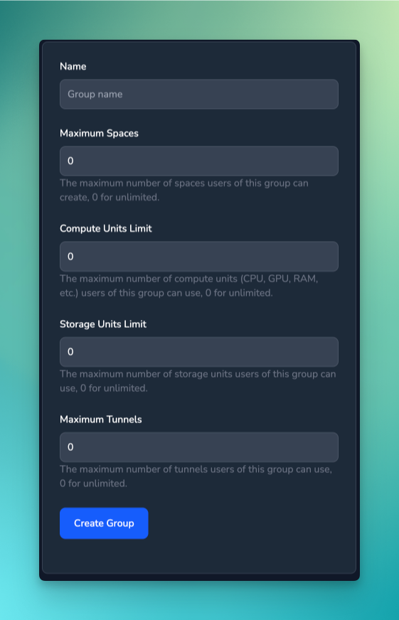 Group Create and Edit Form