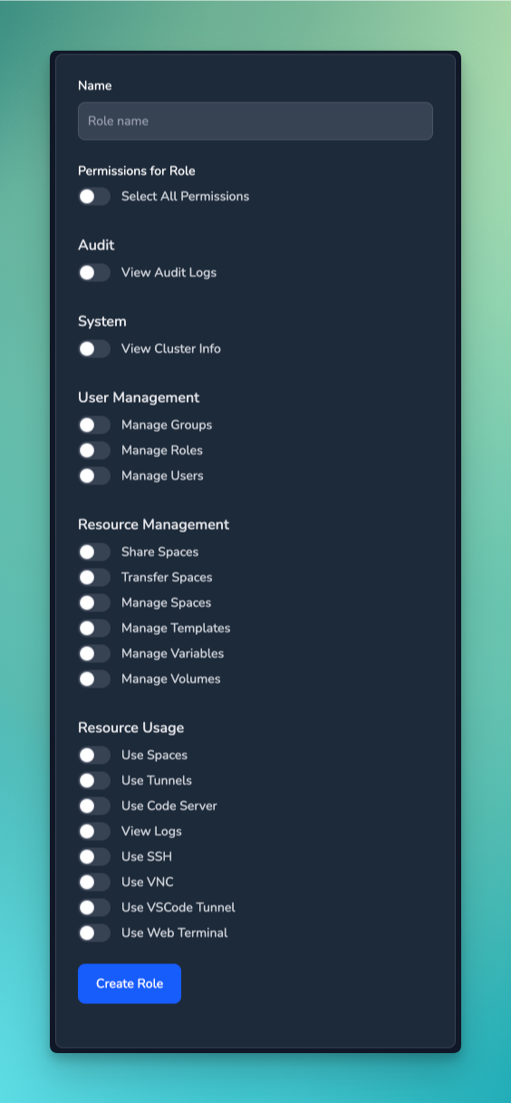 Create and Edit Role Form