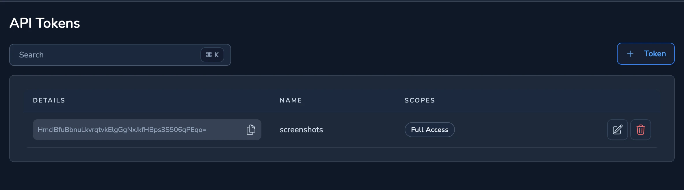 List of Available Tokens
