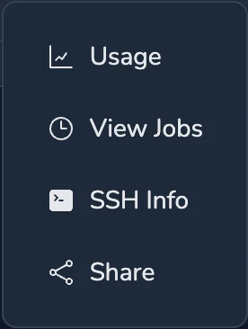 Space Actions Menu