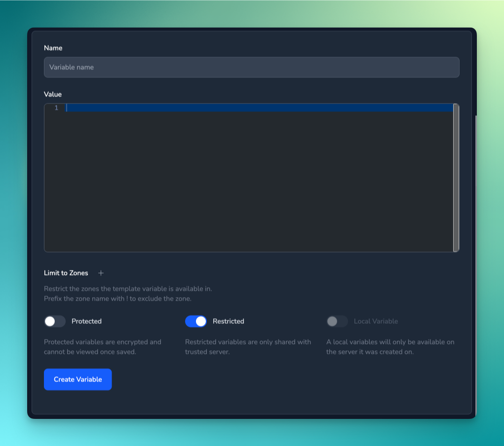 Create Variable Form